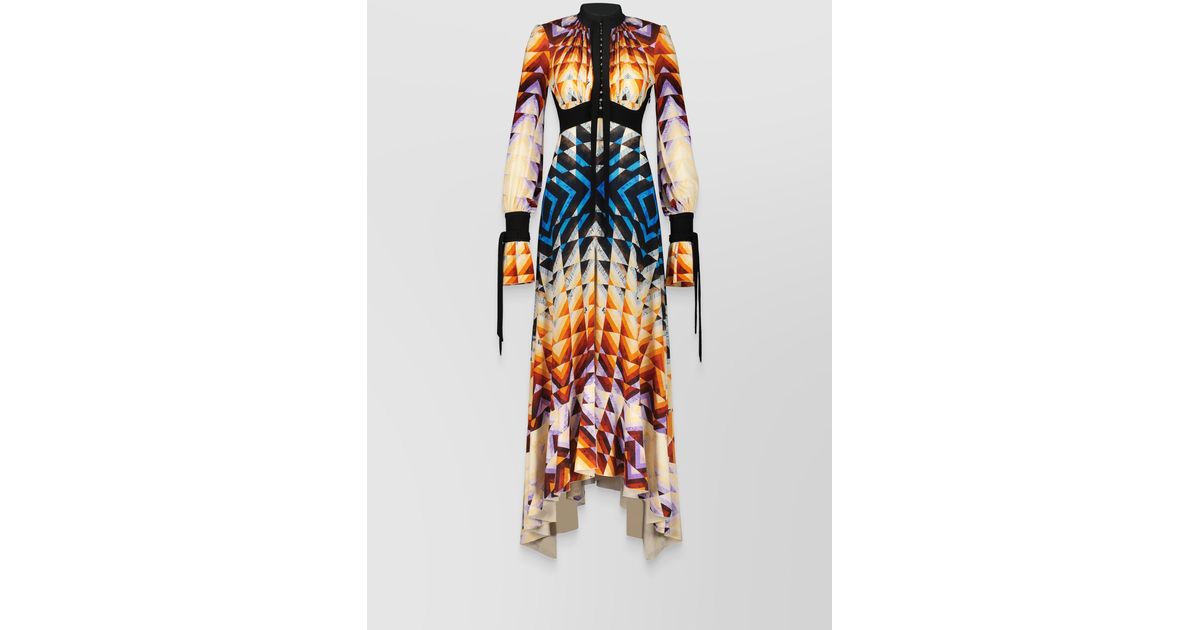 Paco Rabanne Patchwork Printed Jersey Longsleeved Maxi Dress | Lyst