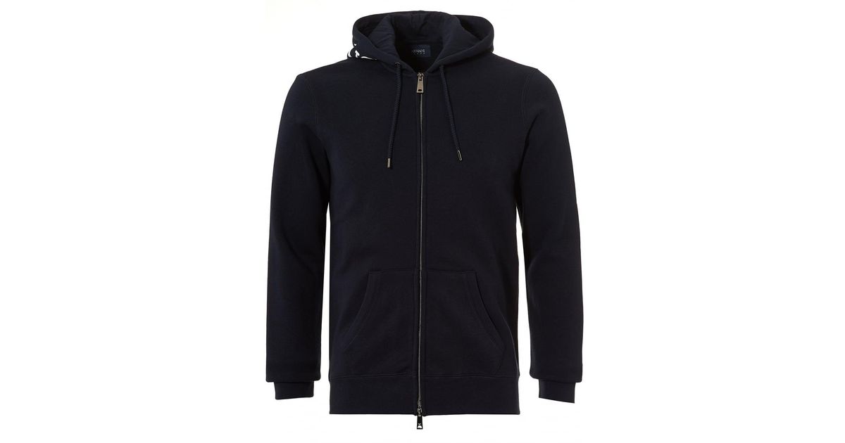 lyst armani logo hoodie zip up navy blue sweatshirt in blue for lyst armani logo hoodie zip up navy blue sweatshirt in blue for