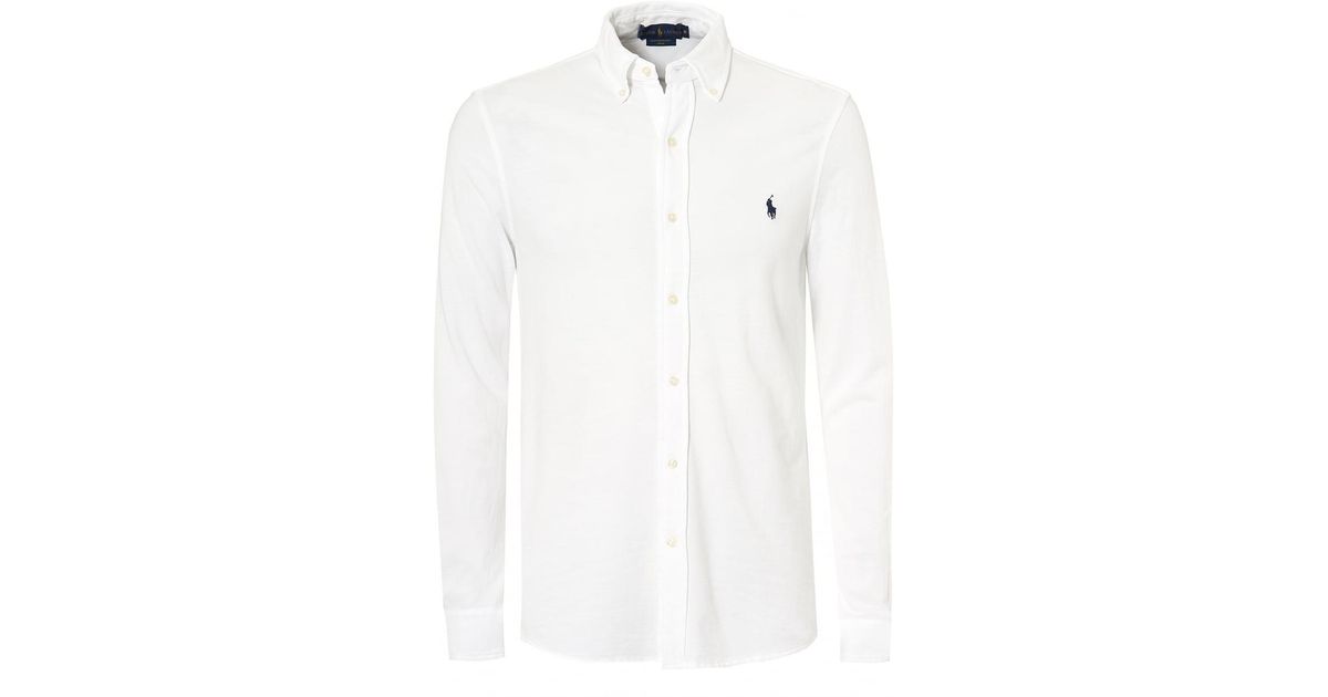 Ralph Lauren Mesh Cotton Slim Fit White Shirt for Men - Lyst