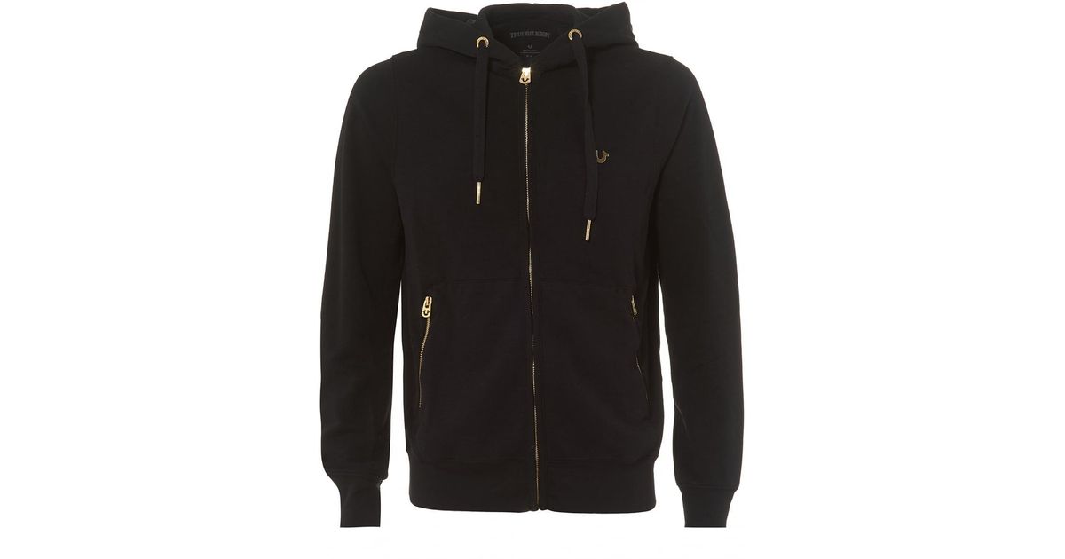 true religion hoodie black and gold