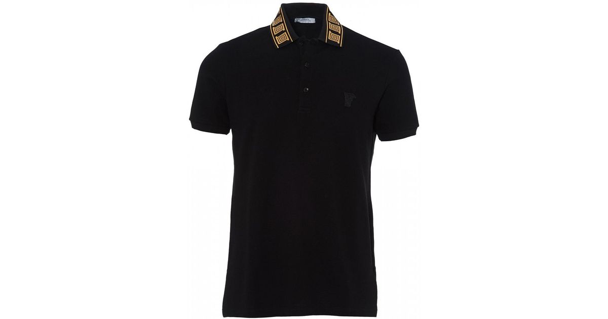 versace polo shirt black and gold
