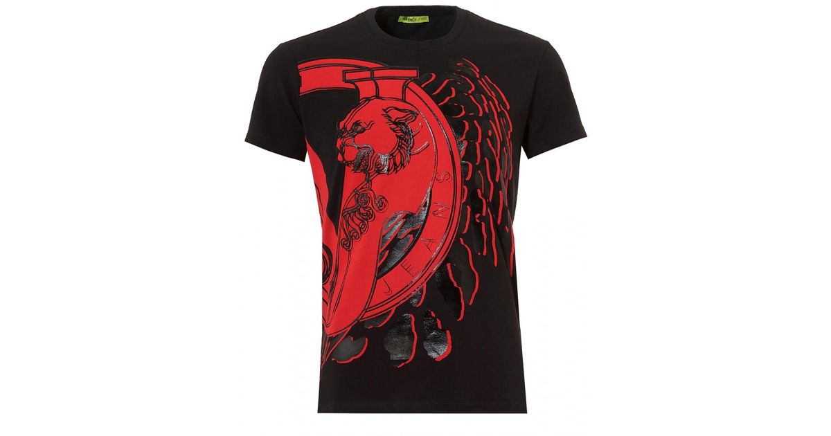 red and black versace shirt