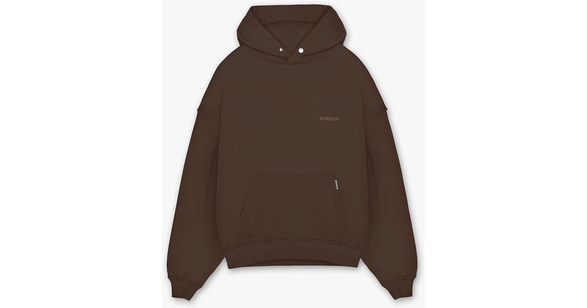 Represent Cotton Blank Hoodie in Brown for Men - Lyst