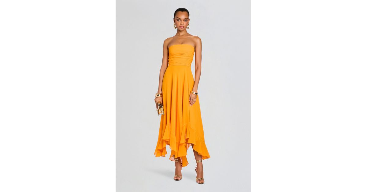 retrofte Louisa Chiffon Dress in Orange | Lyst