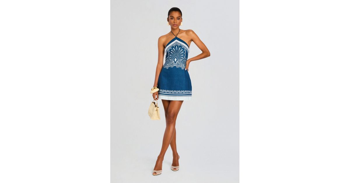oliver linen mini dress shani shemer Shani Shemer Oliver Linen Mini Dress in Blue