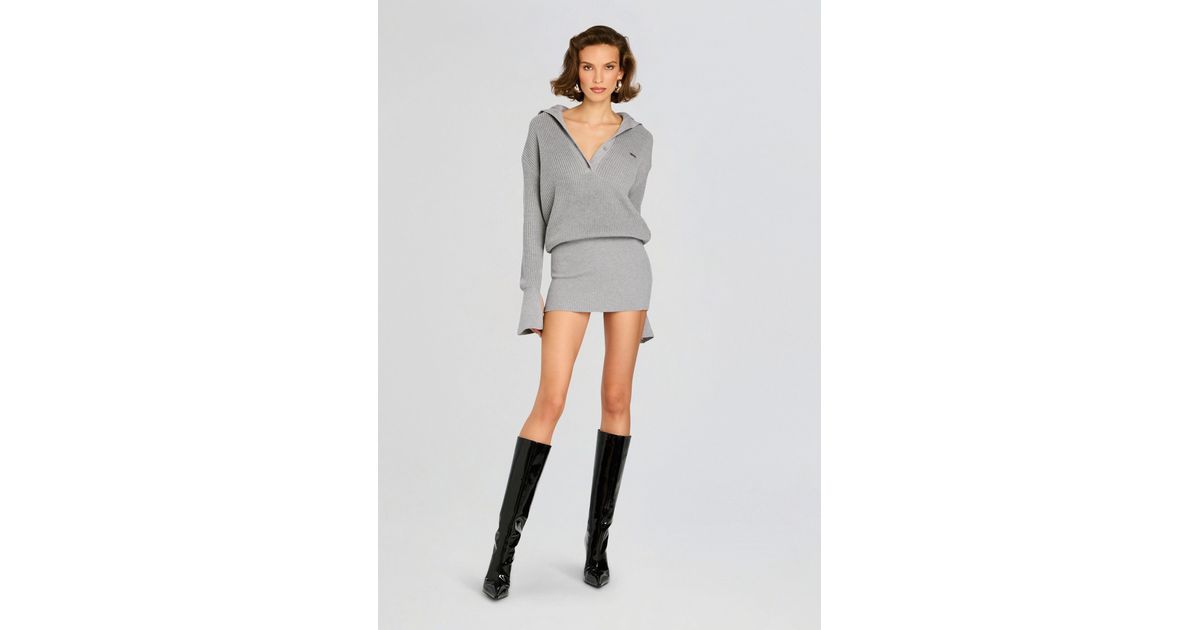 SEROYA Autumn Knit Sweater in Heather Grey