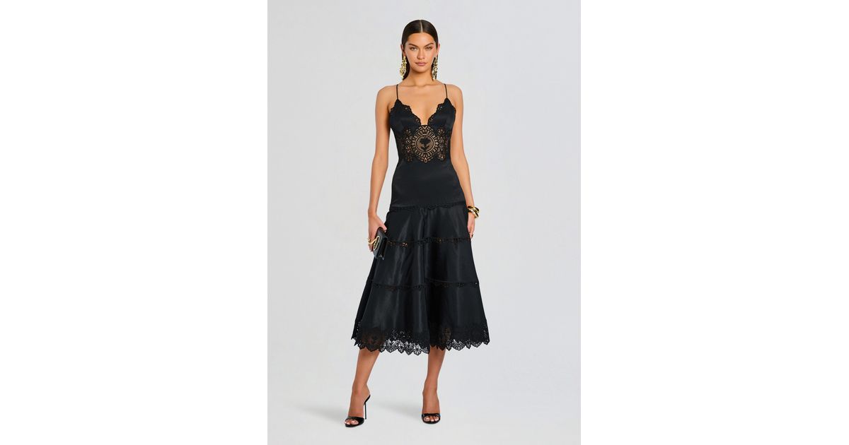 long silk dress black Black Silk Short Sleeve Gown With Black Lace Details  Rodarte