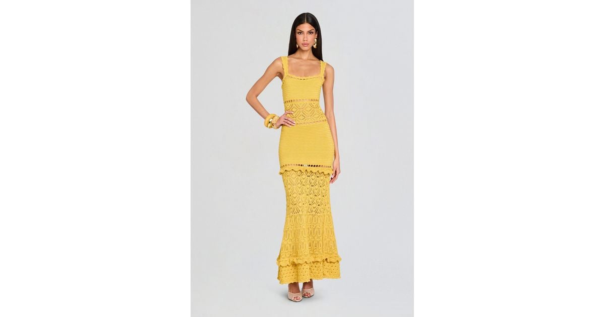 retrofte Winona Crochet Dress in Yellow | Lyst