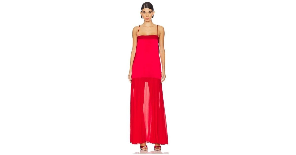 Shona Joy Moraya Dropped Waist Maxi Dress in Red | Lyst