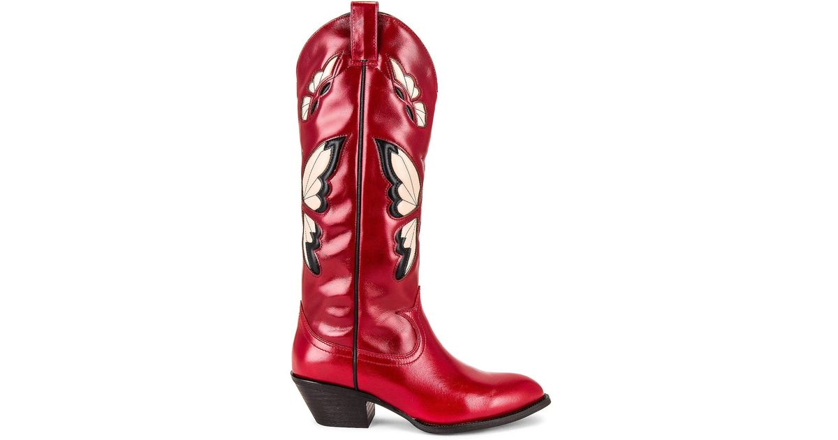 Jeffrey Campbell Leather Fly Away Cowboy Boot in Red | Lyst UK