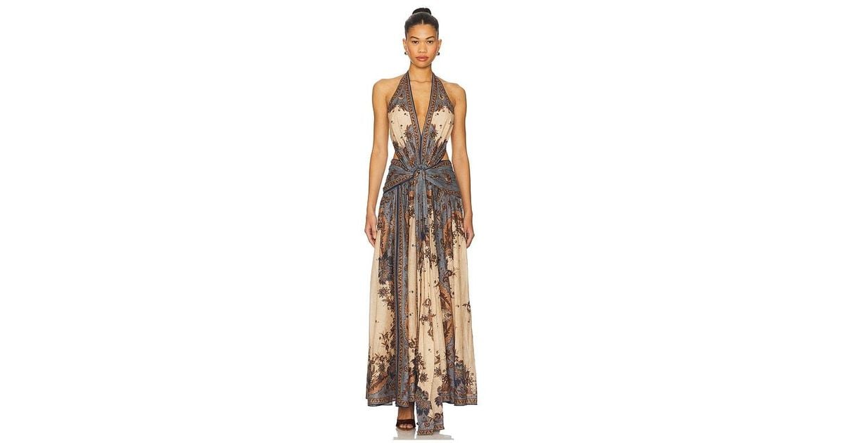 Zimmermann Ascension Plunge Halter Maxi Dress in Natural | Lyst