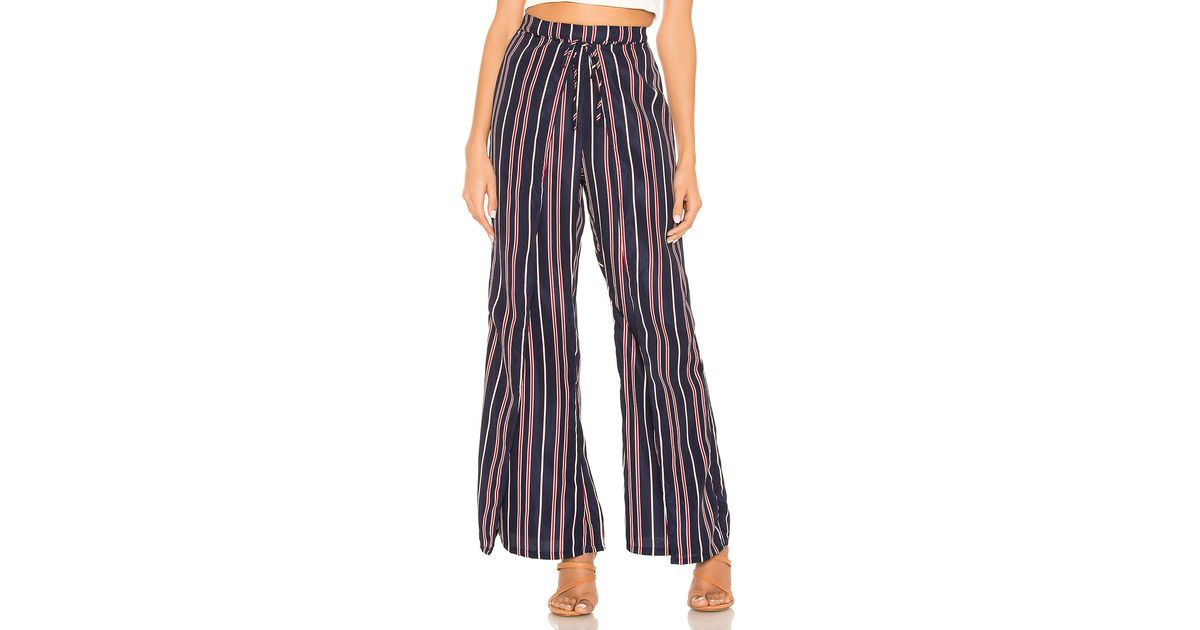 striped tie front pants