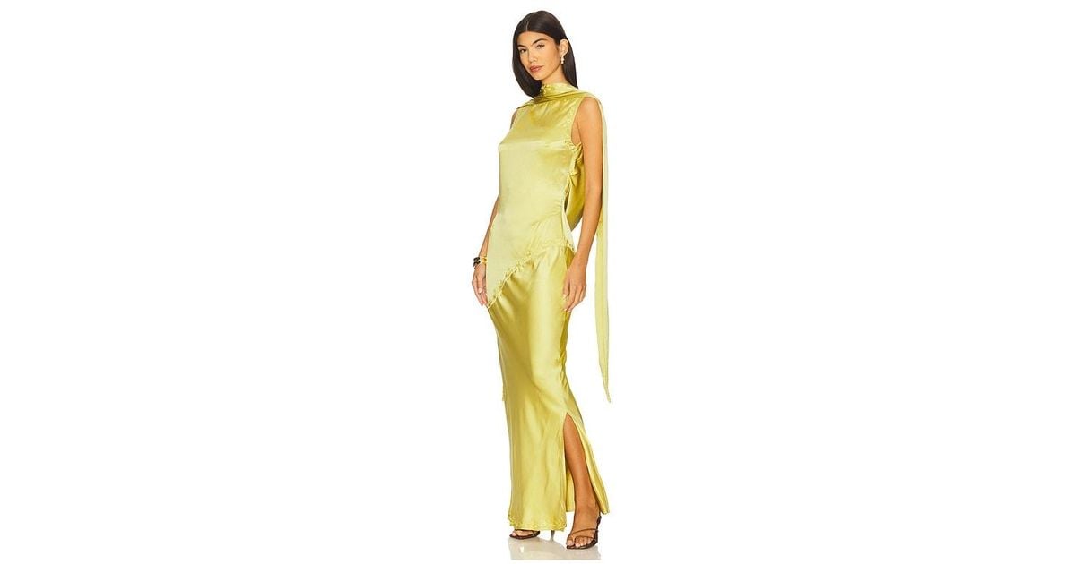 yellow the label nina silk dress With high grade 100% silk, embroidery trim, and chartreuse coloring, please meet our most luxurious dress yet. The NINA SILK DRESS