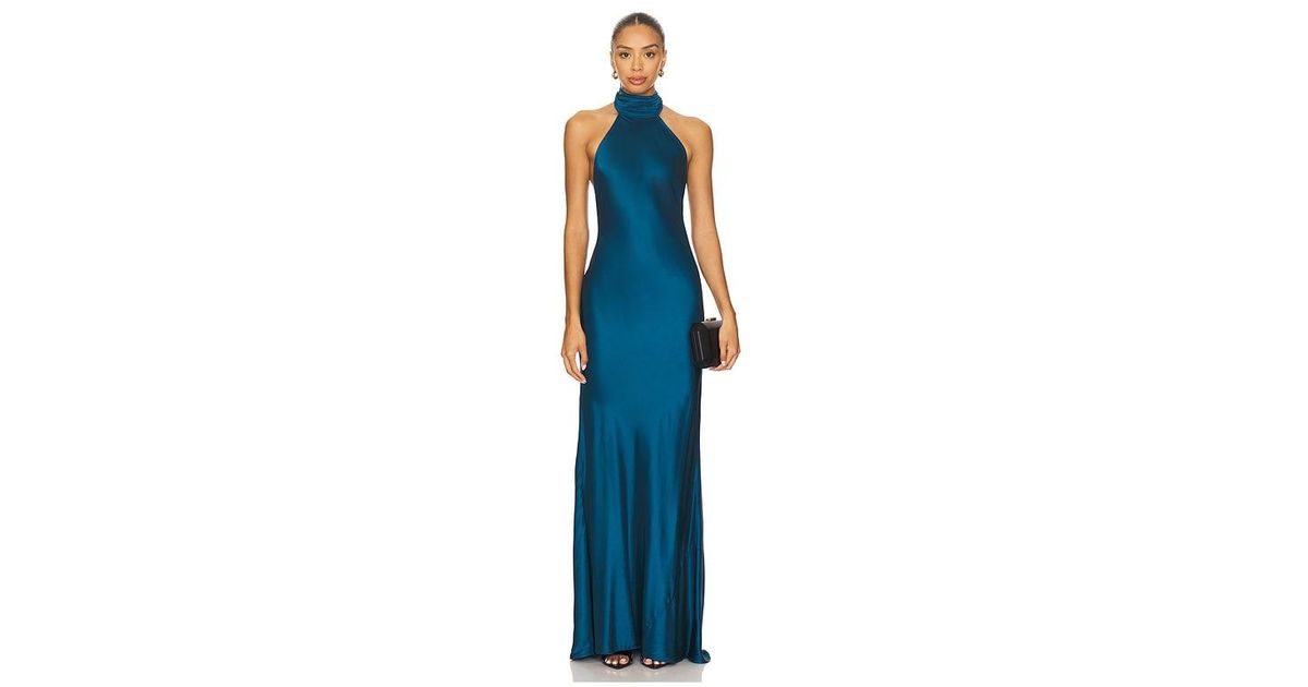 house of harlow blue satin dress THE 'HARLOW' SATIN DRESS  MISHA