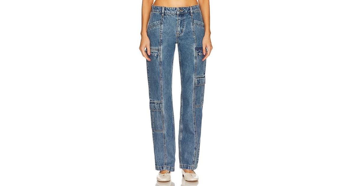 GRLFRND Naomi Low Rise Slim Cargo Jeans in Blue Lyst UK - Main Image