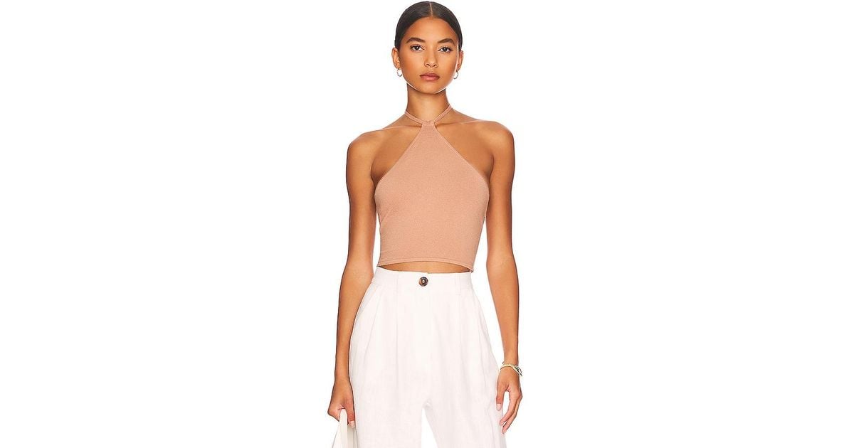 WeWoreWhat Synthetic Knit Halter Top in Tan (Natural) | Lyst Australia