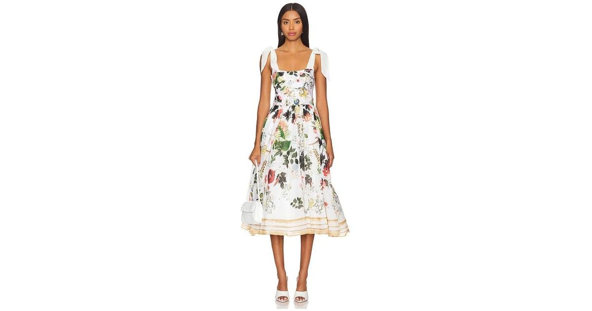 【Alice+Olivia】アリス&オリビア HAVEN フレア ミディドレス Alice + Olivia Haven Flared Midi Dress in White | Lyst