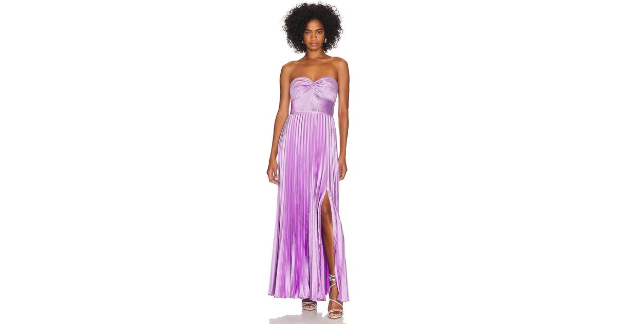 AMUR Stef Pleated Gown in Purple | Lyst