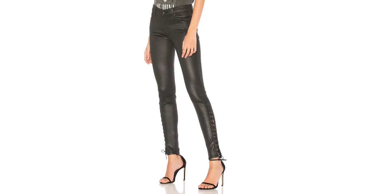 AG Jeans Cotton Farrah Leatherette Lace-up in Black - Lyst