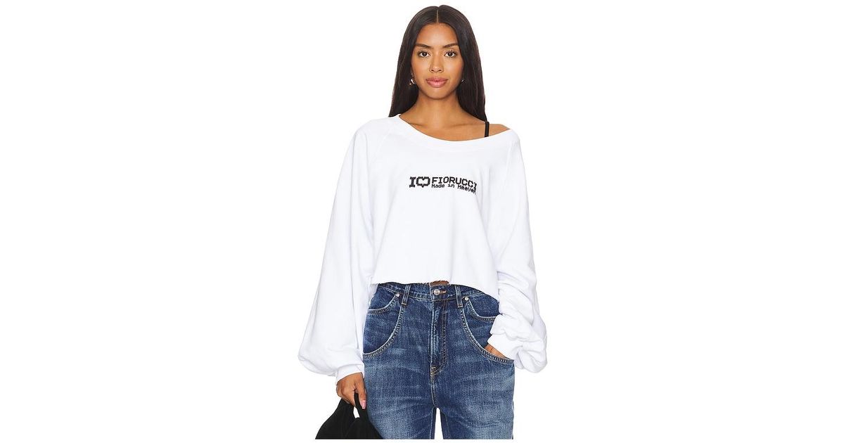 Fiorucci I Love Print Cropped Sweatshirt in White Lyst
