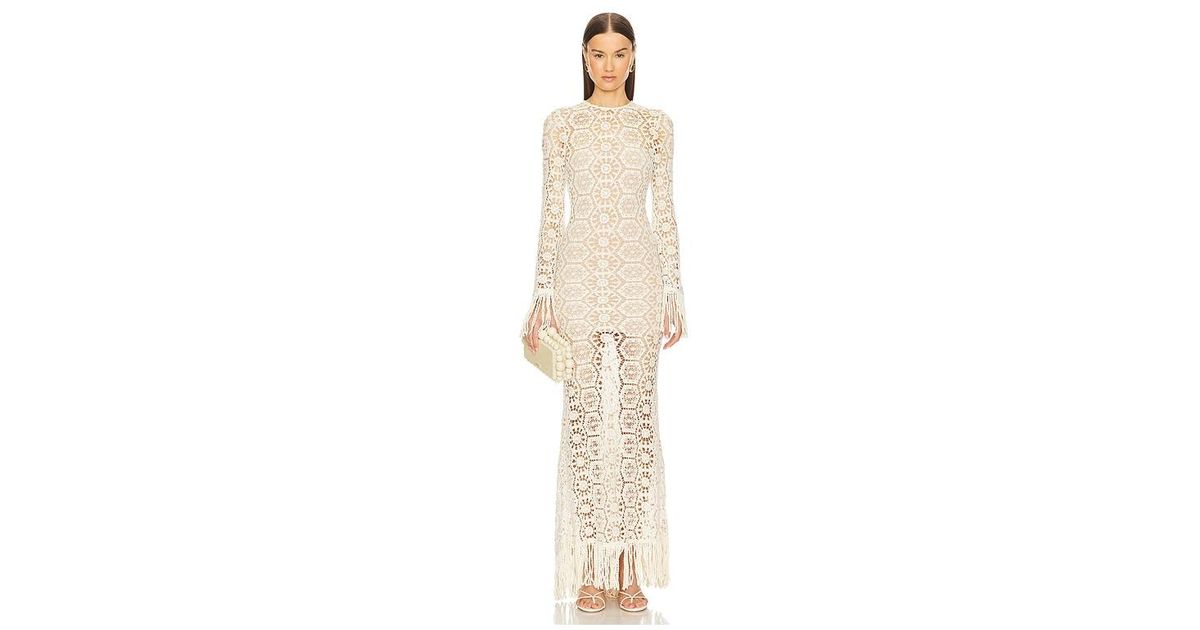 Bronx and Banco Maia Fringe Gown in Natural | Lyst Bronx and Banco Maia Fringe Gown in Natural | Lyst