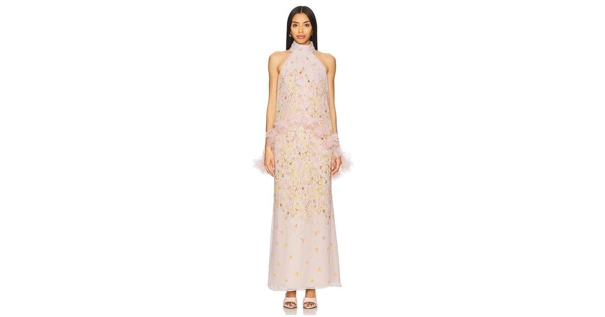 tulsia capelet maxi dress Tulsia Floral Cape Maxi Dress in Pink