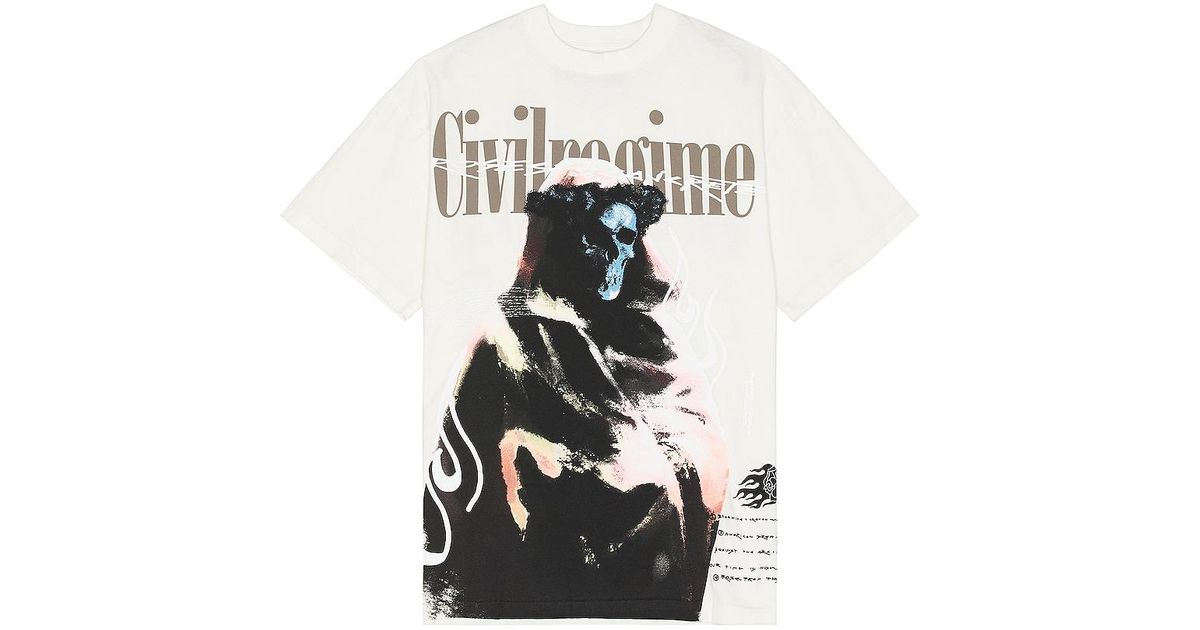 Civil Regime Reaper V4 American Classic Oversized Tee in White for Men