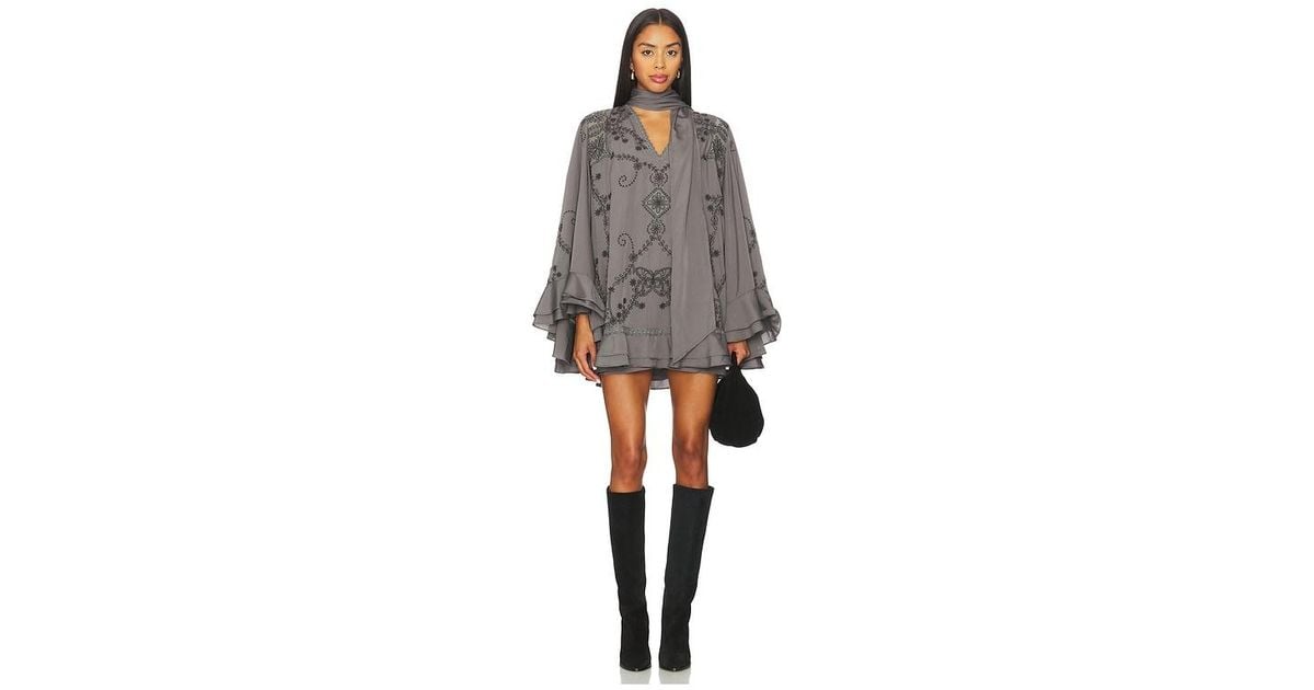 Free People Bali September Sun Mini Dress in Gray | Lyst
