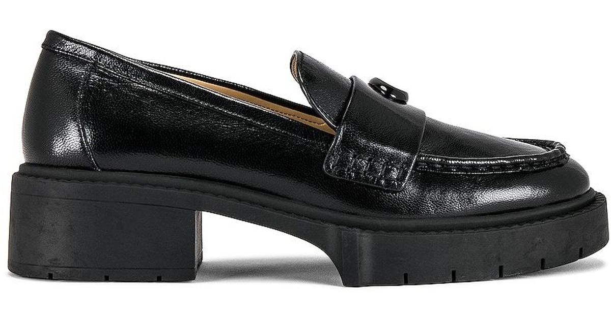 COACH Leah Leather Loafer in Black | Lyst UK