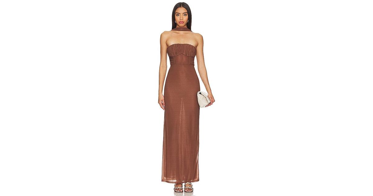 LPA Vittoria Maxi Dress in Brown | Lyst