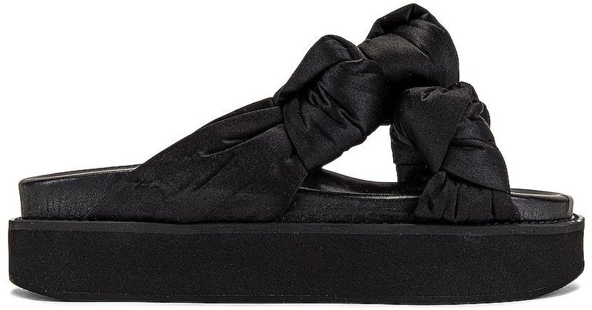 Ganni Leather Knotted Platform Sandal in Black - Lyst