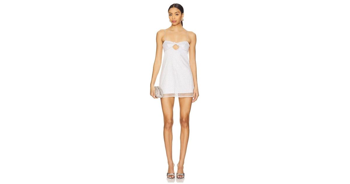 For Love & Lemons Glitter Slip Dress in White | Lyst