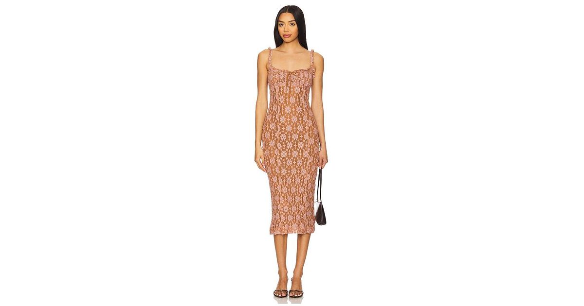 knee length dresses for ladies Lucinda Lace Midi in Lilypad Combo – Krush Clothing Boutique main image 0