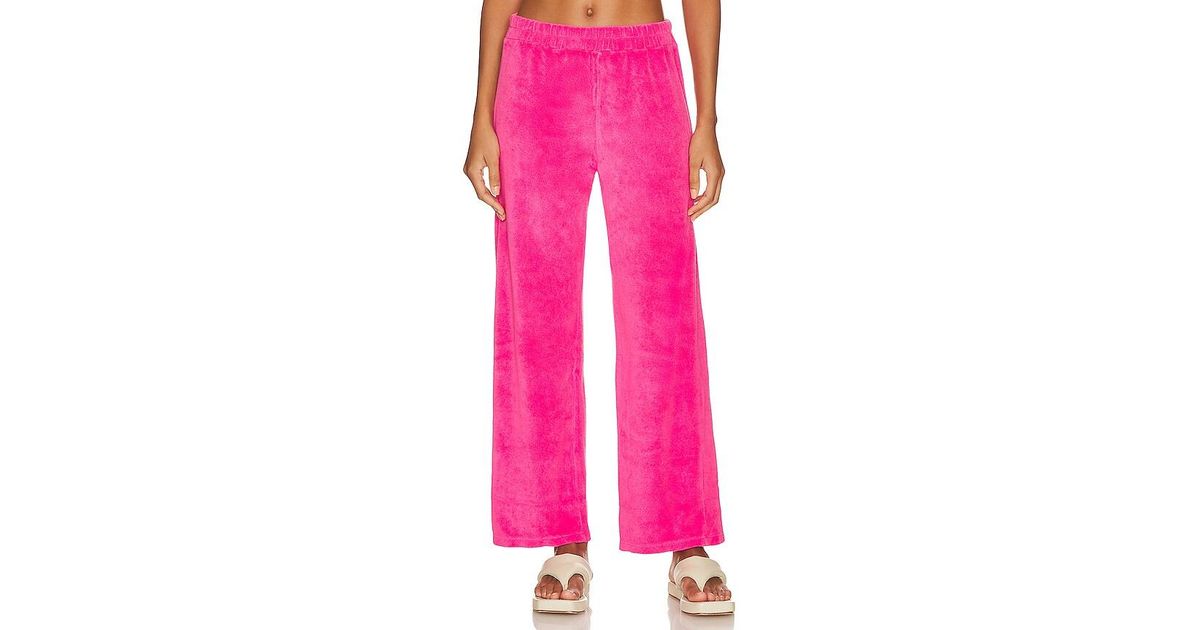 Monrow Terry Cloth Flare Sweat Pant in Pink | Lyst