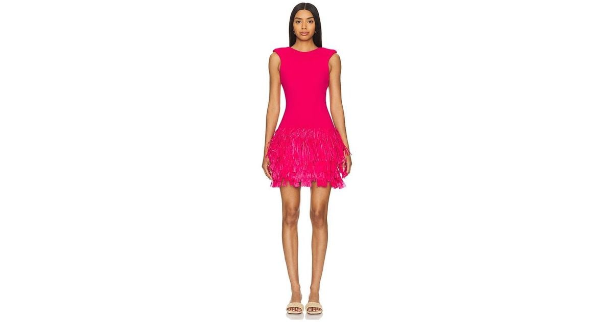 Aje. Rushed Fringe Knit Mini Dress in Pink | Lyst UK
