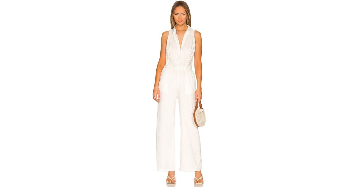 Monrow Linen Halter Polo Jumpsuit in White Lyst UK