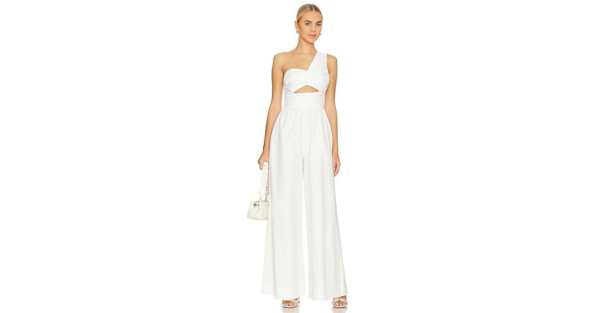 AMUR Laurie One Shoulder Jumpsuit in White | Lyst