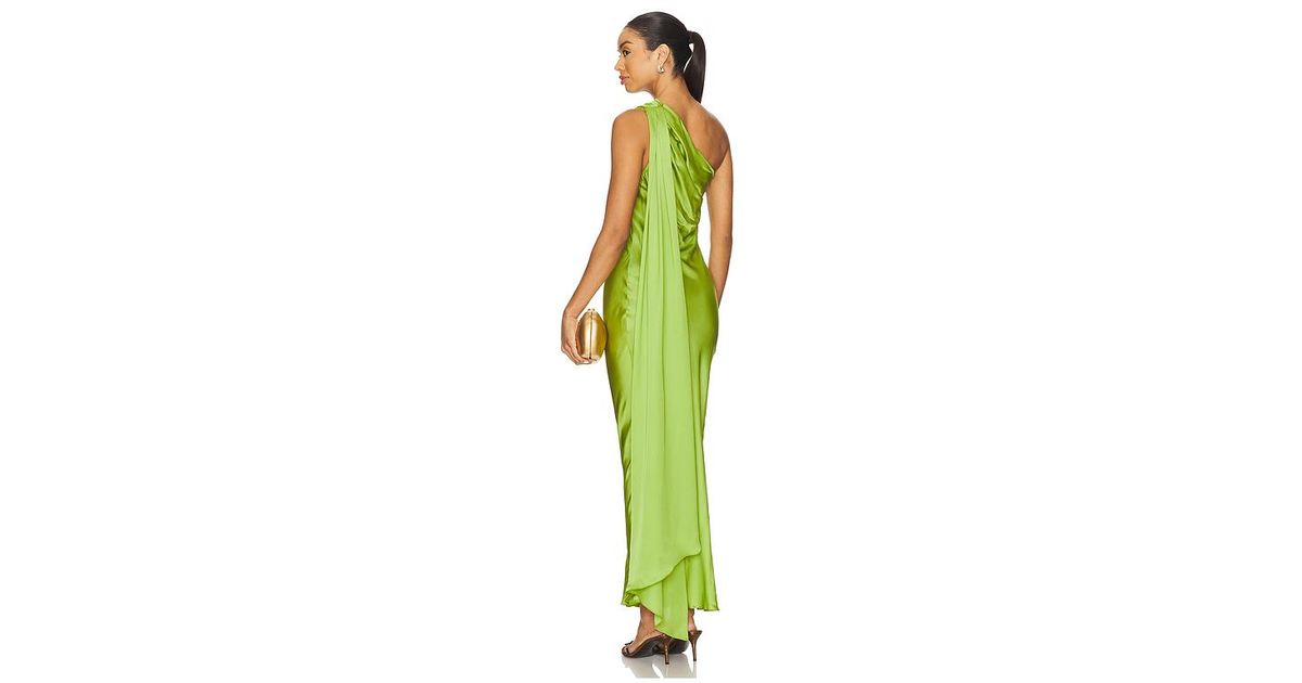 slim fit dress slacks Vallea Green One-Shoulder Draped Midi Dress – Club L London main image 1