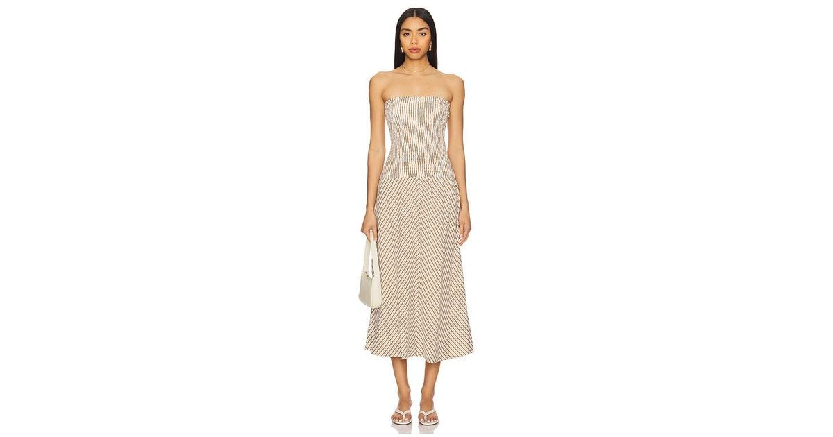 MINKPINK Artemis Shirred Midi Dress in White | Lyst UK