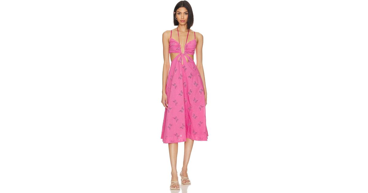 Lovers + Friends X Jetset Christina Farrah Midi Dress in Pink | Lyst