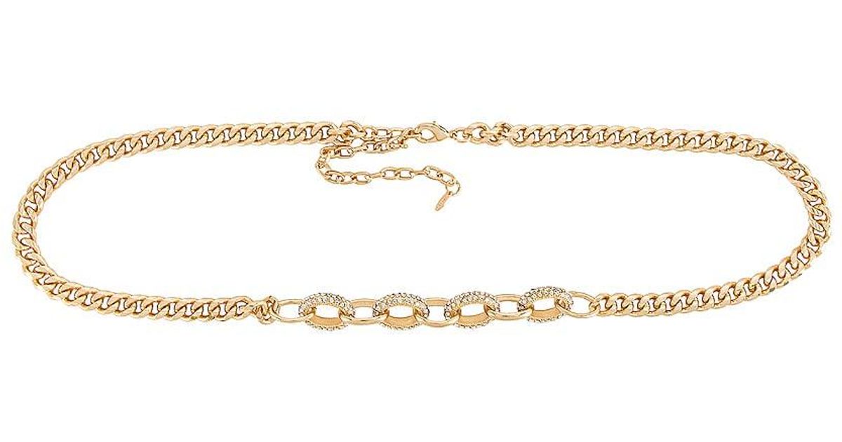 Ettika Crystal Stud Chain Belt in Metallic Lyst