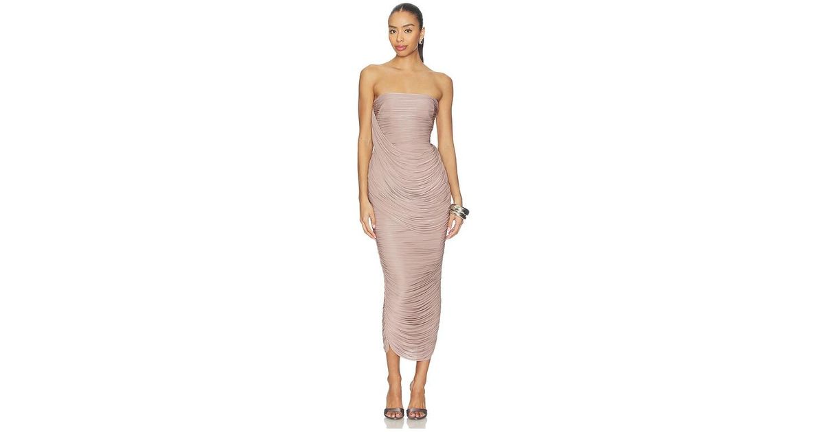 Alex Perry Strapless Drape Column Dress in Natural | Lyst