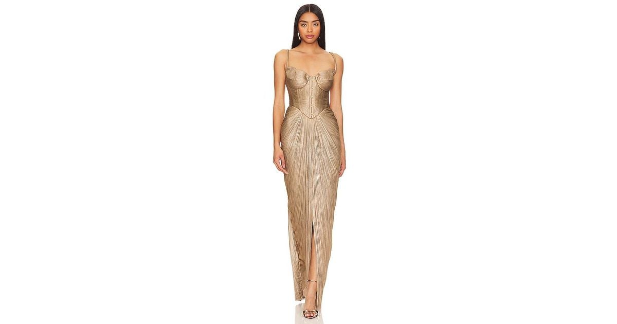 green emerald velvet dress Maria Lucia Hohan Riley Pleated Metallic Maxi Dress main image 0