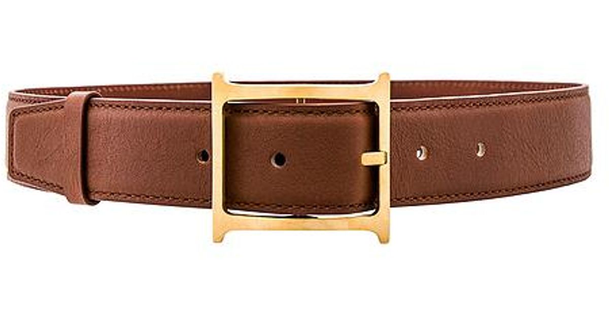 Helsa Logo Contrast Leather Gold H Buckle Belt Brown Hermes Leather Reversible Constance H Belt 32mm - Consigned  main image 3