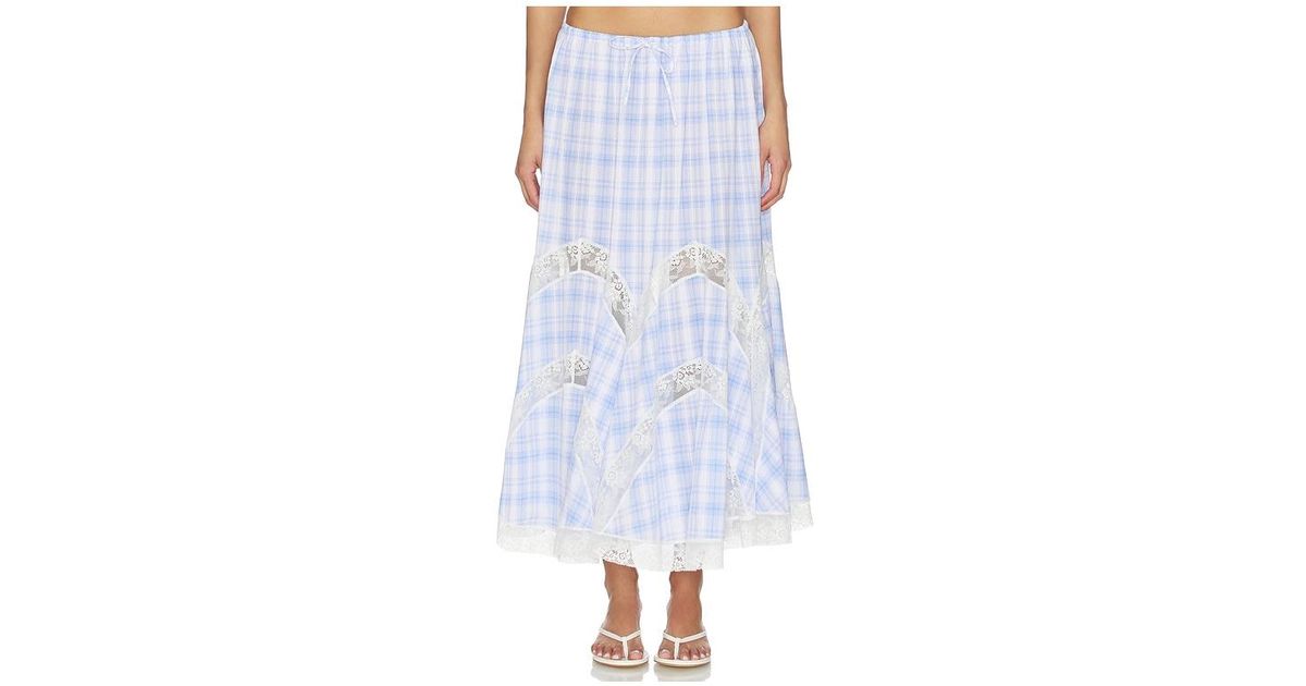 YUHAN WANG Lace Trim Check Maxi スカート ホワイト | Lyst