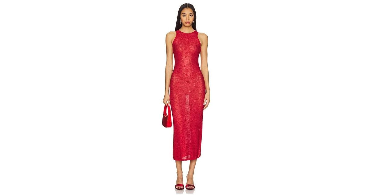 hollis sequin dress Lovers and Friends Hollis Sequin Midi Dress in Summer Red