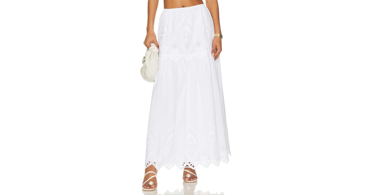 LPA Francesca Eyelet Maxi Skirt in White | Lyst