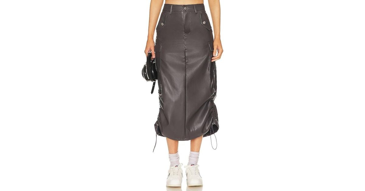 Jezabel faux leather midi outlet skirt in black superdown