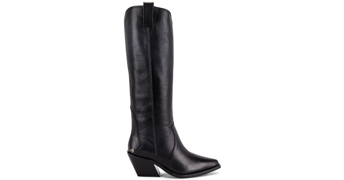 Anine Bing Leather Tall Tania Boot in Black | Lyst UK