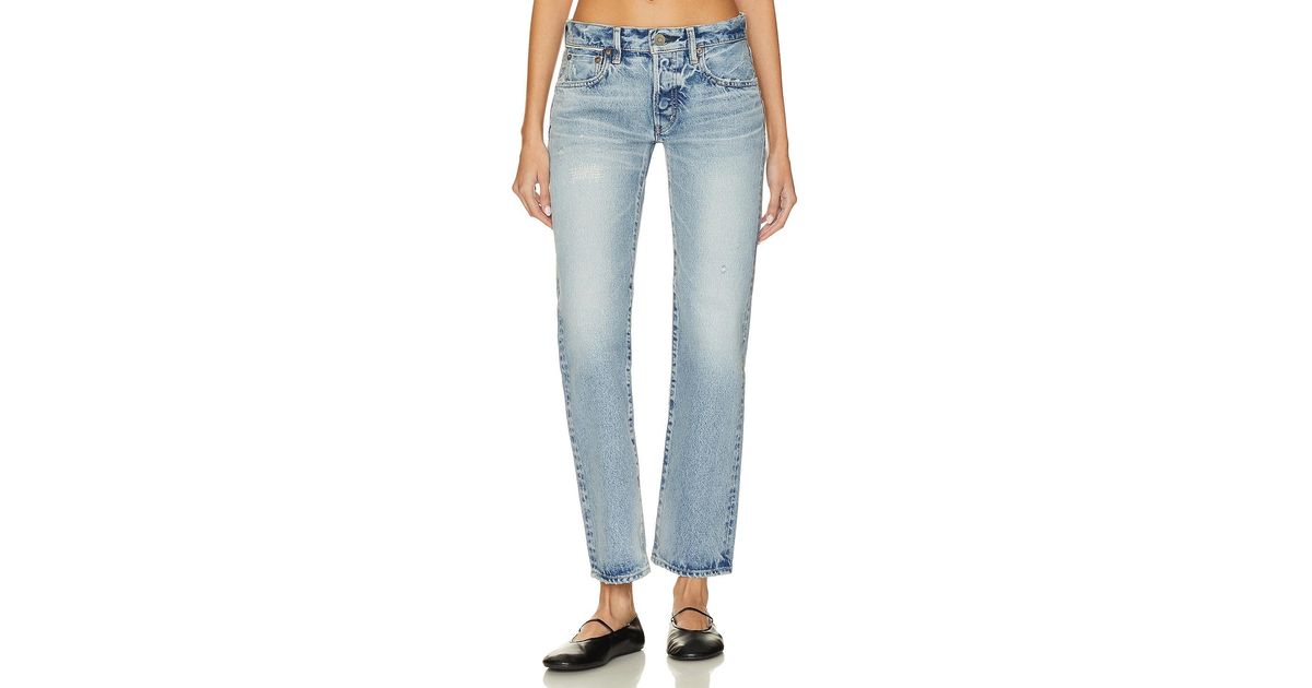 Moussy Bostonia Wide Straight Low Rise in Blue | Lyst